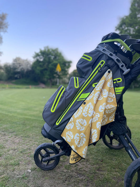 Personalised Stiffed It Golf - "Yellow Sub-par-ine"  Waffle Golf Towel
