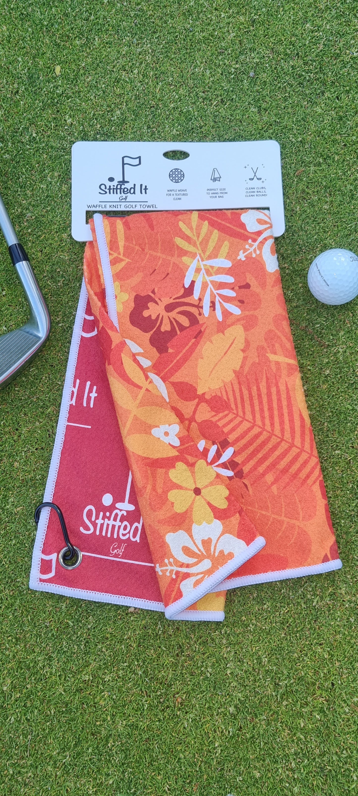 Personalised Stiffed It Golf - "Hawaii 5 Under"  Waffle Golf Towel