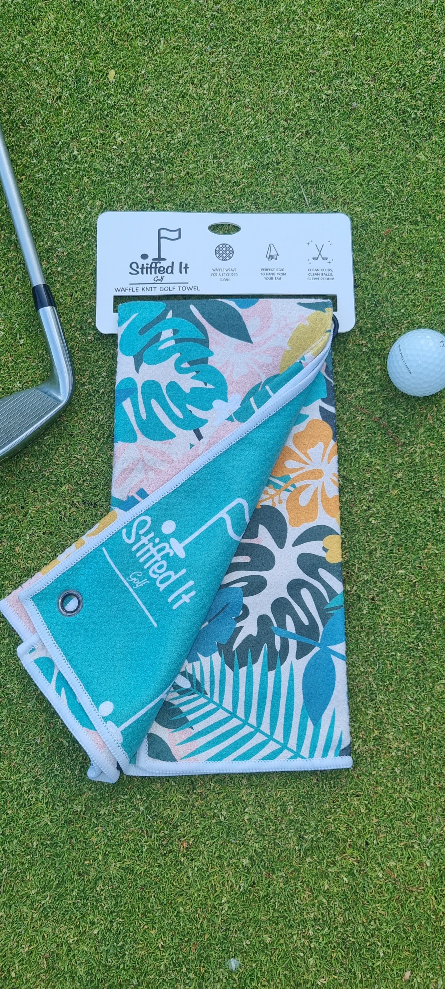 Personalised Stiffed It Golf - "Hawaii 5 Over"  Waffle Golf Towel