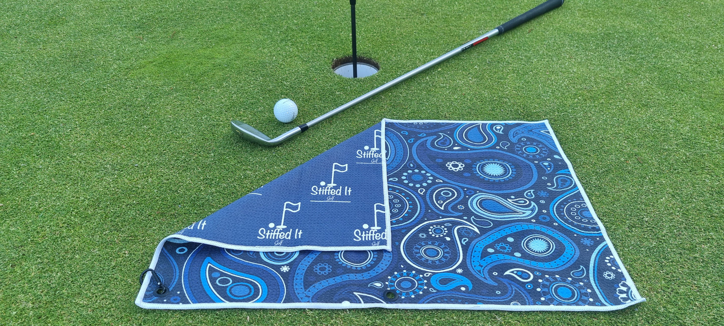 Personalised Stiffed It Golf - "Paisley Putt"  Waffle Golf Towel