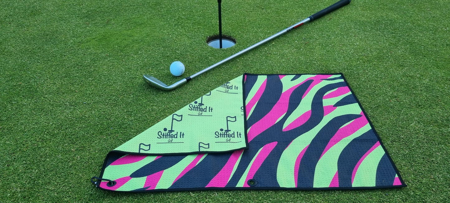 Personalised Stiffed It Golf - "Un-FORE-Getable"  Waffle Golf Towel