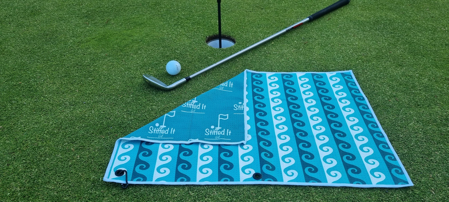 Personalised Stiffed It Golf - "Greens in regulation"  Waffle Golf Towel