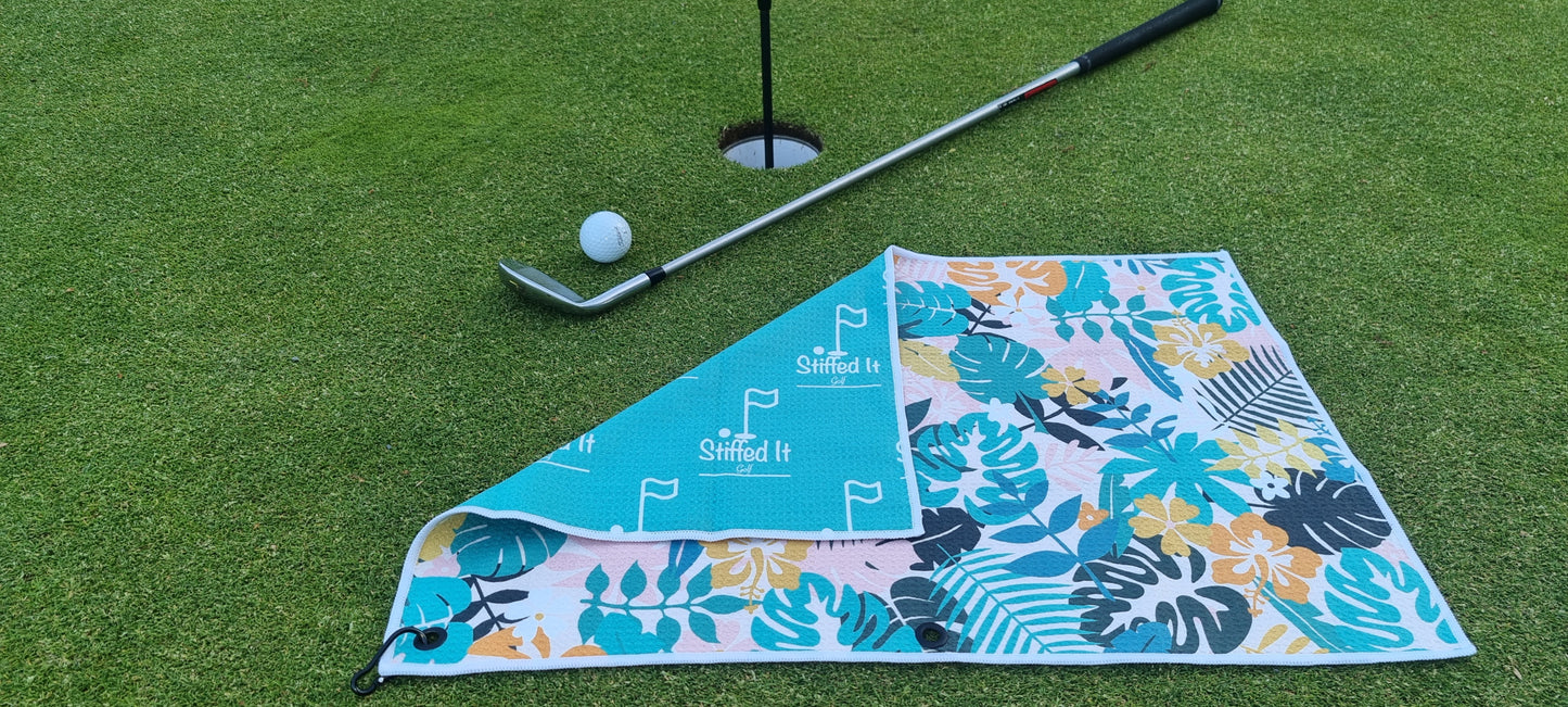 Personalised Stiffed It Golf - "Hawaii 5 Over"  Waffle Golf Towel