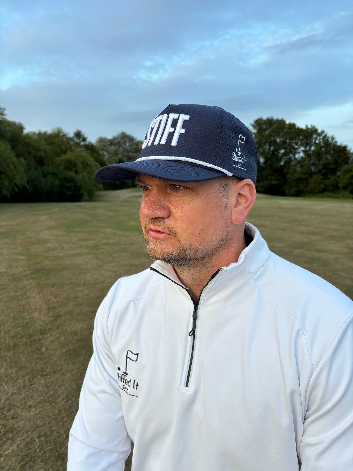 Stiffed It Golf ‘STIFF’ baseball hat. Navy Blue.