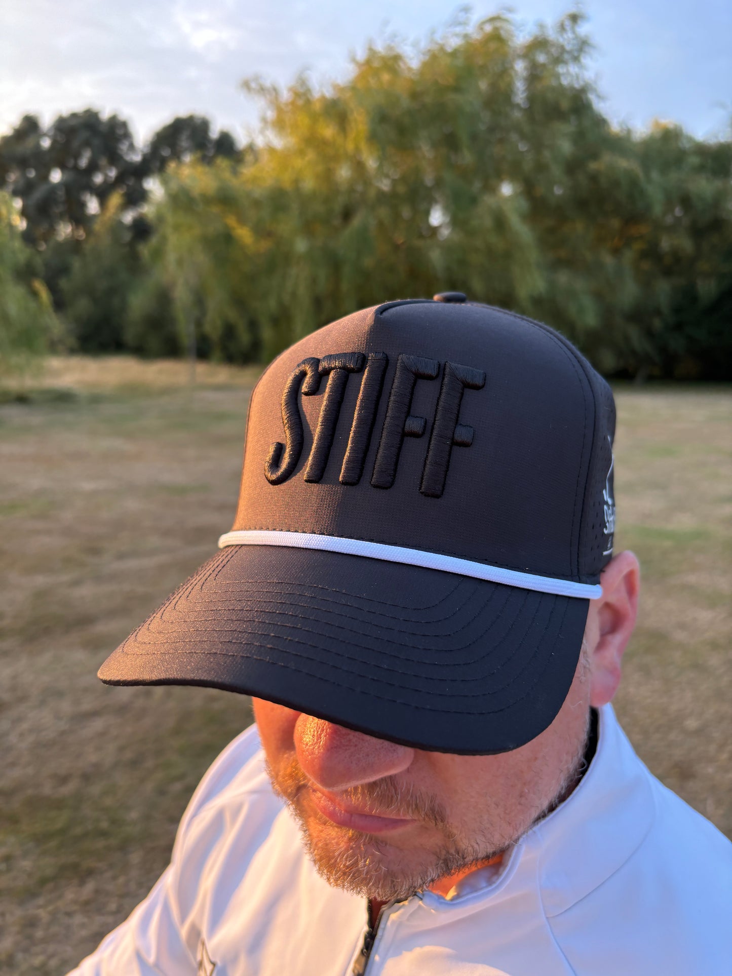 Stiffed It Golf ‘STIFF’ baseball hat. Black on black.