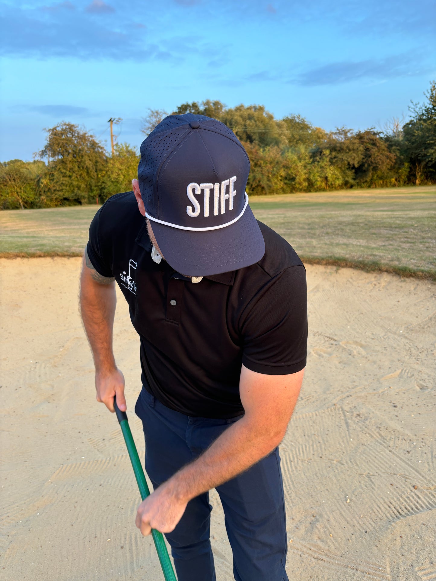 Stiffed It Golf ‘STIFF’ baseball hat. Navy Blue.