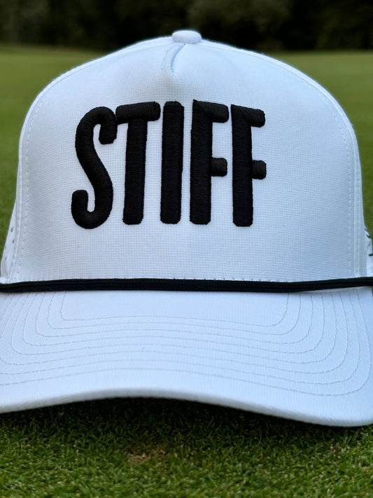 Stiffed It Golf ‘STIFF’ baseball hat. White.